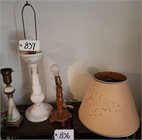 Alabaster Lamp, Hous Green Lamp, Wood, Shade