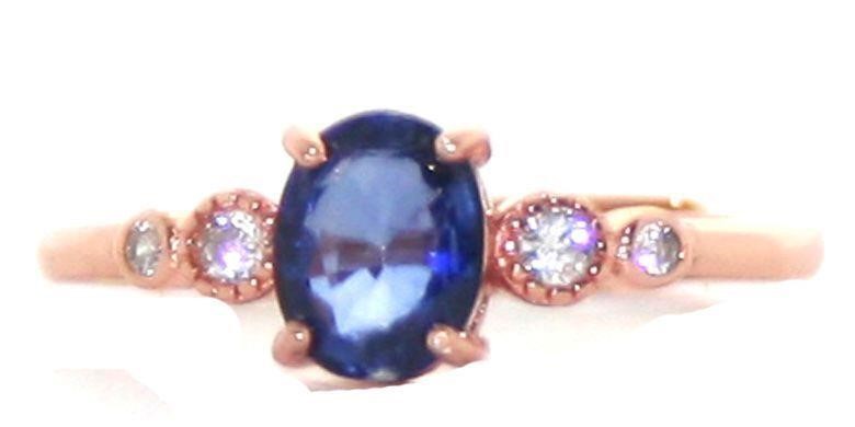 1.05 Ct Silver White and Blue Sapphire Ring