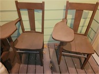 2 Wooden writing chairs