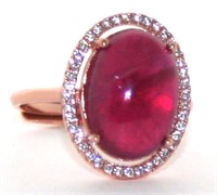 6.22 Ct Sterling Silver Lab Sapphire, Ruby Ring