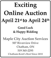 Exciting Auction Starts Sunday April 21 - April 24