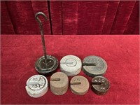 Vintage Scale Cast Iron Hanger & Weights