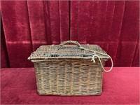 Antique Wicker Basket w/ Bar Clasp