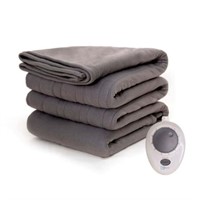 Twin  62x84  Soft Fleece Electric Blanket  Gray 1