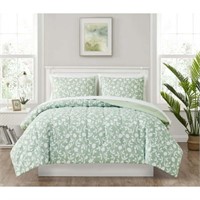 King  King  Green Floral Reversible 7-Piece Bed in