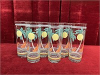 6 1980s Palm Tree Highball Cocktail Glasses