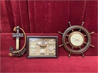 Nautical Thermometer, Barometer & Shadow Box