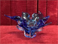 Cobalt Art Glass Cigar Ashtray