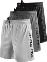 Sz L. 3 Pack.NELEUS Men's Workout Shorts  Pockets