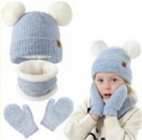 Age 5-8  Kids Winter Hat Gloves Scarf Set  Girls B