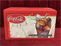 6 1999 Santa Design Coke Bell Soda Glasses -Sealed
