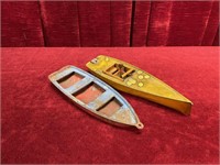 9.5" & 10.5" Vintage Toy Tin Boats