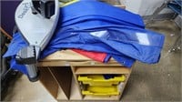 Cubby Cabinet , Cycle Exercizer, Blue Tarps