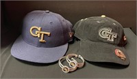 4 Ga Tech Hats & 2 Silver Bracelets