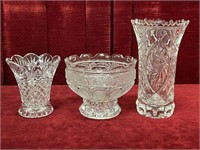 Crystal Etched Dish & Vases