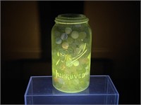 Ball Manganese Glass Jar w/ Various Marbles - Note