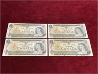 4 1973 Canada $1 Banknotes