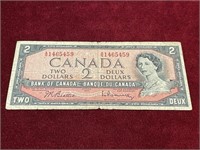 1954 Canada $2 Banknote - Prefix A/G