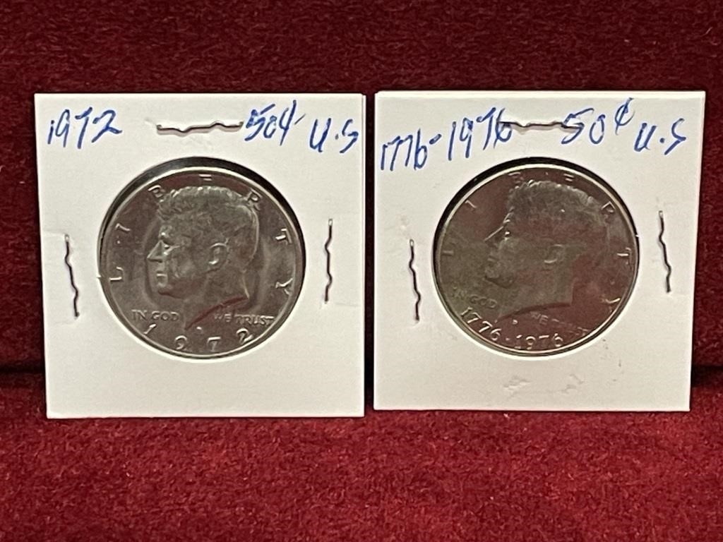 1972 & 1976 USA Kennedy 50¢ Coins