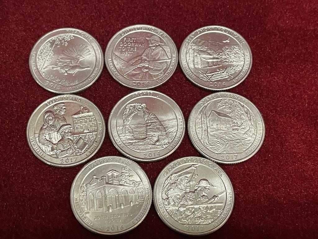 8 2014-17 USA State 25¢ Coins
