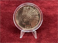 1oz USA Copper Bullion Indian Head Coin w/ Stand