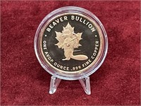 1oz Canada Copper Beaver Bullion Coin w/ Stand
