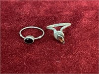 2 Marked 925 Ladies Silver Rings