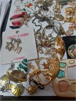 Lot of Brooches, Earrings, Silvertone Jewelry,