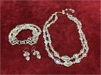 Vintage Crystal Necklace, Bracelet & Earrings Set
