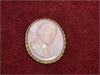 Victorian Pink Man Cameo Broach - Unmarked