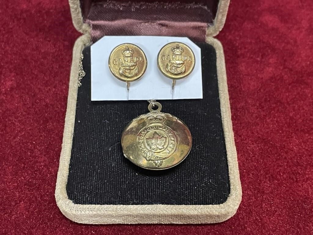 Canadian Military Ladies Locket & Earrings