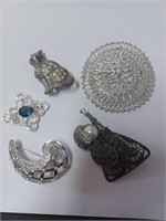 Lot of Various Silvertone Vtg. Brooches