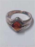 Marked 925 Amber Stone Ring- 4.4g