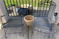 L - 2 PATIO CHAIRS & PLANTER