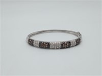 Sterling 925 BLK & WHT Crystal Bangle Bracelet