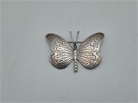 Sterling Signed Delgarito Navajo Butterfly Brooch