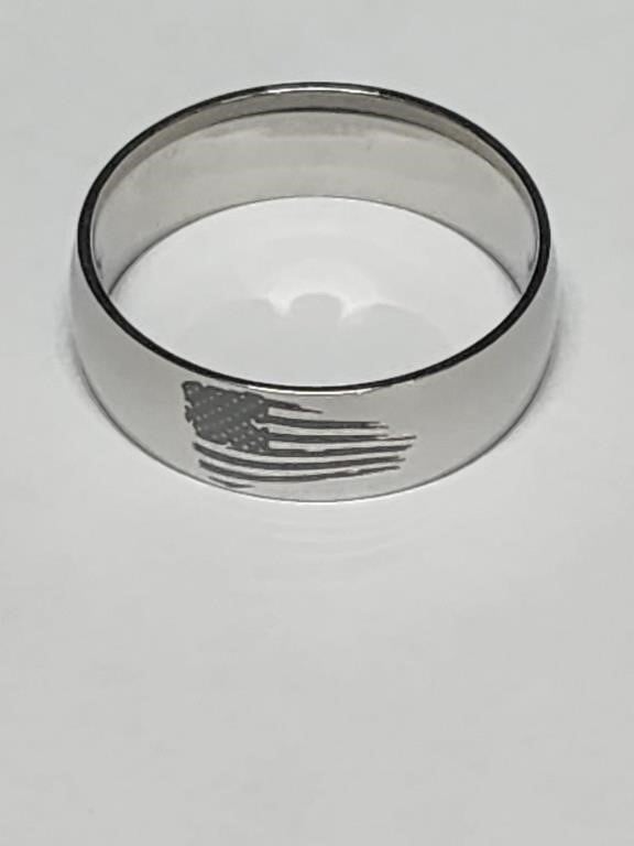 Chrome looking Flag Ring size 13