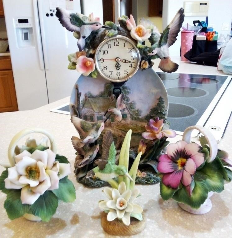 L - CLOCK & FLORAL FIGURINES (K33)