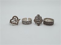 Sterling Lot of Assorted 4 Rings