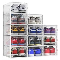 SESENO. 12 Pack Shoe Storage Boxes, Clear Plastic