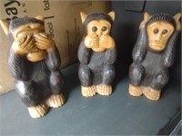 Three "Large Wood" Wise Monkeys by Tommy Bahama