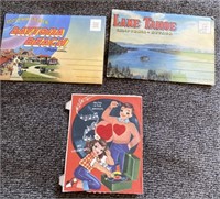 C6)  Vintage souvenir postcard folders & valentine