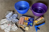 10+/- Sets of Gloves, 2 Tubs, Paint Supplies