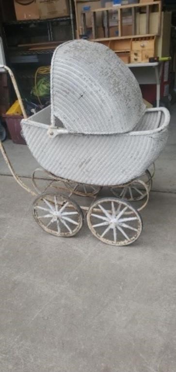 Antique  wicker  baby stroller