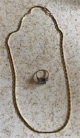 14K Gold Necklace, 10K Gold Ring