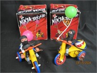 Vtg Ninja Tricycles Toy Wind Up