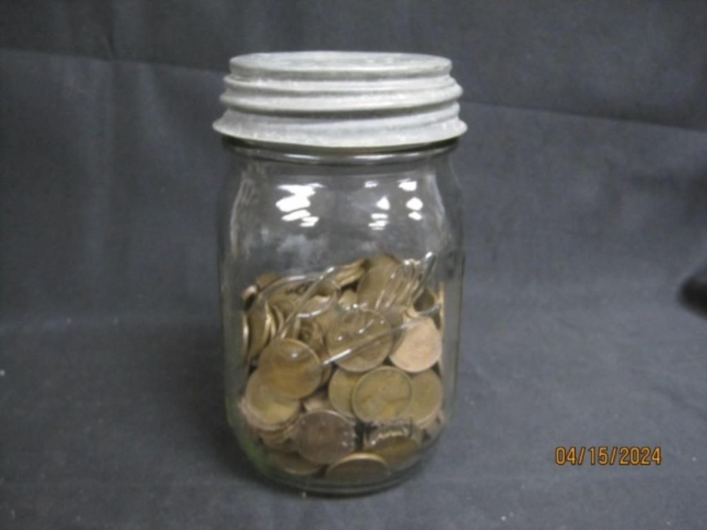 Jar Of Wheat Pennies