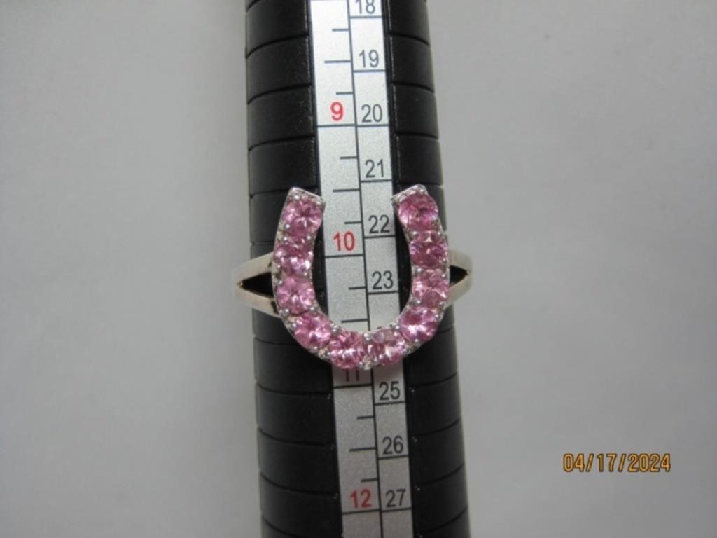 Sterling Ring S10.5 Pink Horse Shoe