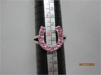 Sterling Ring S10.5 Pink Horse Shoe