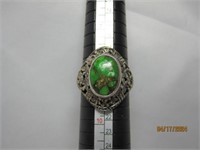 Sterling Ring S9 Green Turquoise Southwestern